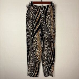 Chico’s Travelers Animal Print Black Brown Slinky Pull On Pants